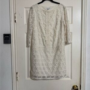London Times Lace Overlay Dress
